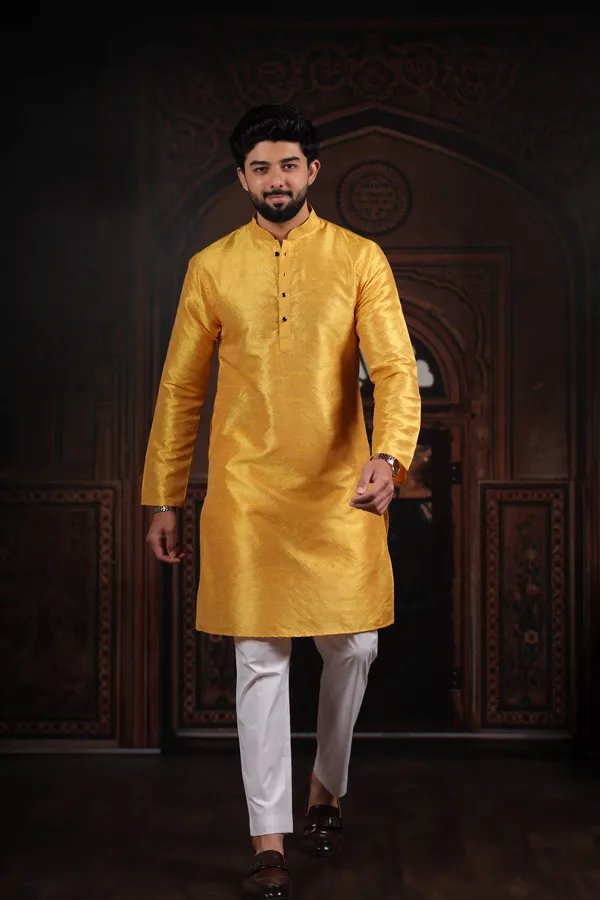Yellow_Silk_Jacquard_Woven_Texture_Ethnic_Set