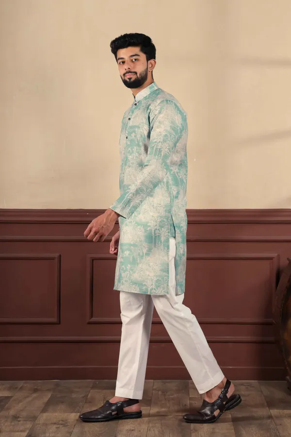 Dark_Green_Linen_Digital_Print_Kurta