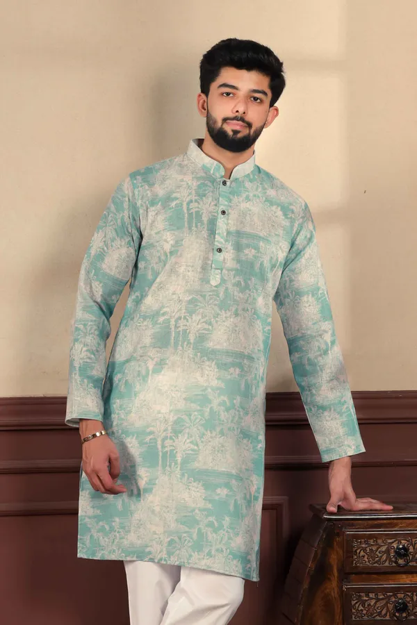 Dark_Green_Linen_Digital_Print_Kurta