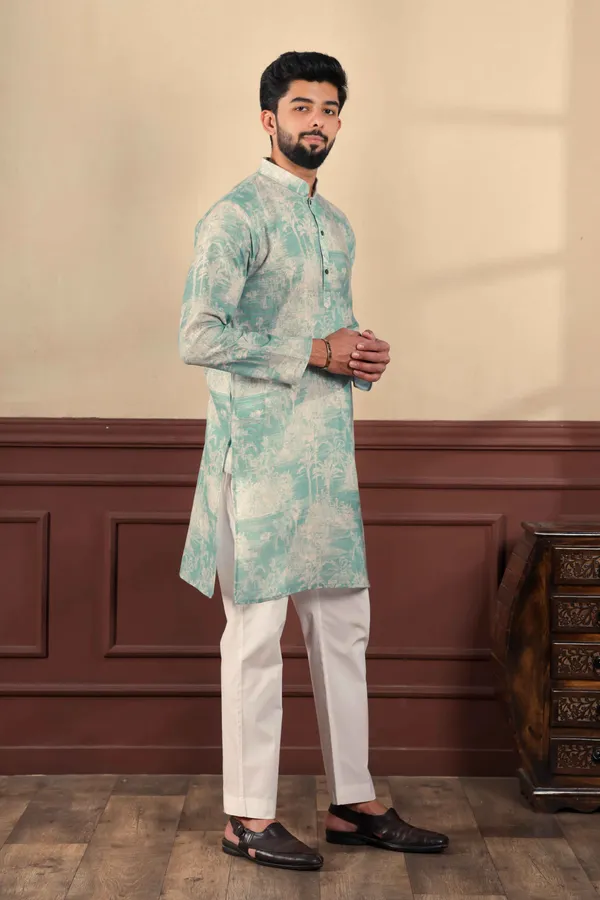 Dark_Green_Linen_Digital_Print_Kurta