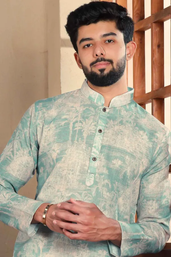 Dark_Green_Linen_Digital_Print_Kurta