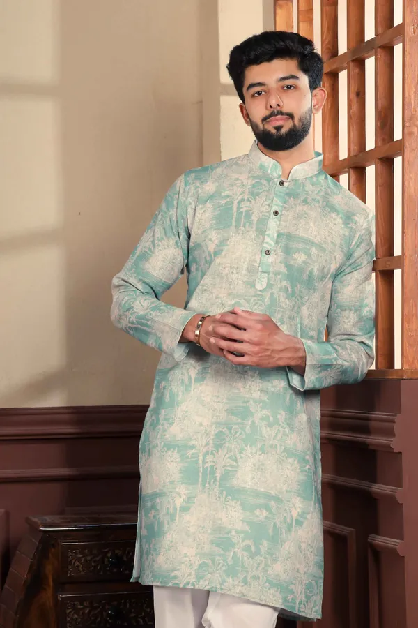 Dark_Green_Linen_Digital_Print_Kurta