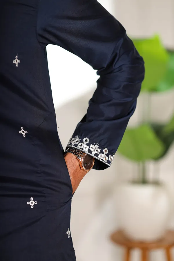 Navy_Cotton_Embroidered_Neck_with_Mirror_Work_Ethnic_Set