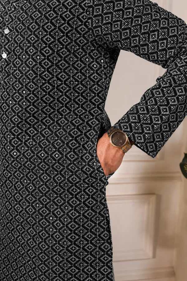 Black_Cotton_Silk_Embroidered_With_Sequins_Kurta