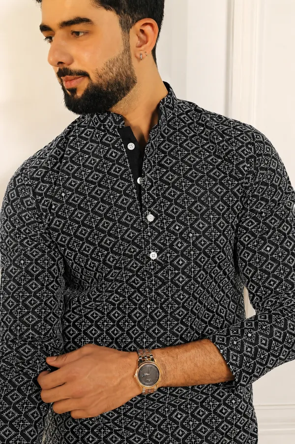 Black_Cotton_Silk_Embroidered_With_Sequins_Kurta