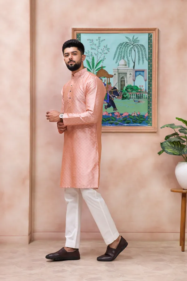 Pink_Silk_Jacquard_Woven_Texture_Kurta