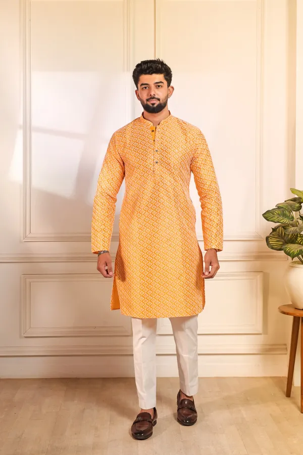 Yellow_Cotton_Silk_Embroidered_With_Sequins_Kurta