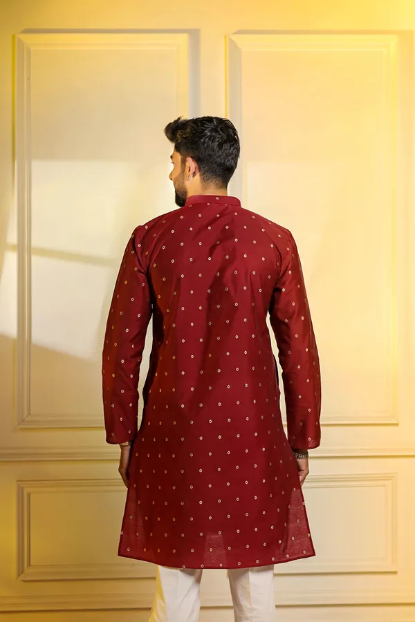 Maroon_Cotton_Resham_Butti_Kurta