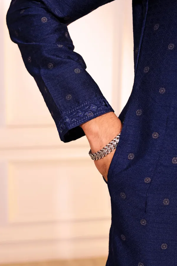 Navy_Silk_Jacquard_Embroidered_Neck_with_Mirror_Work_Ethnic_Set