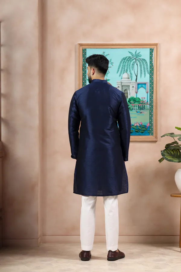 Navy_Silk_Jacquard_Woven_Texture_Ethnic_Set