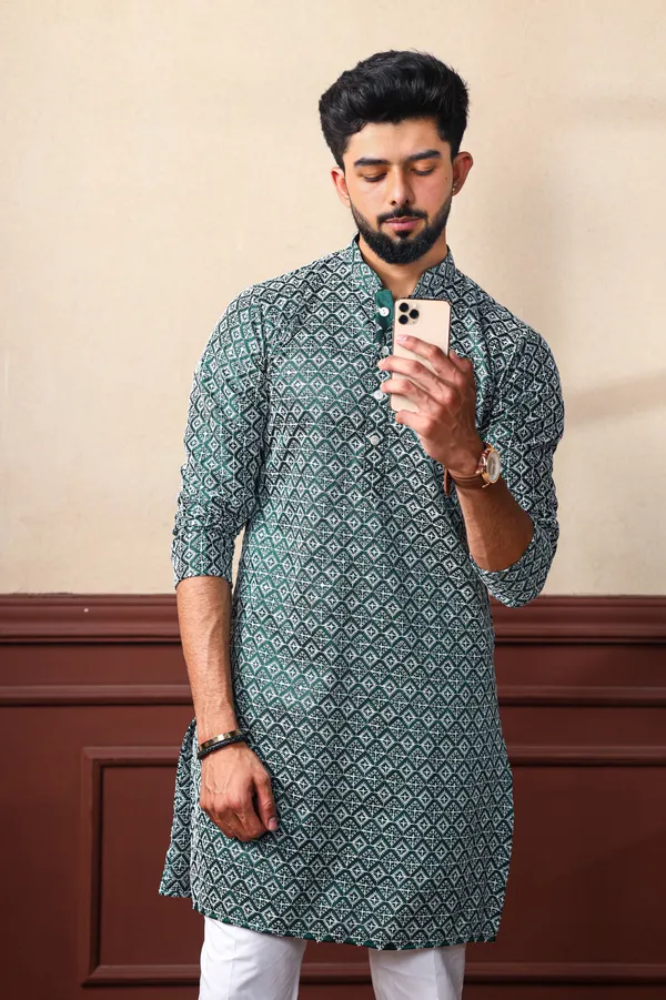 Dark_Green_Cotton_Silk_Embroidered_With_Sequins_Ethnic_Set