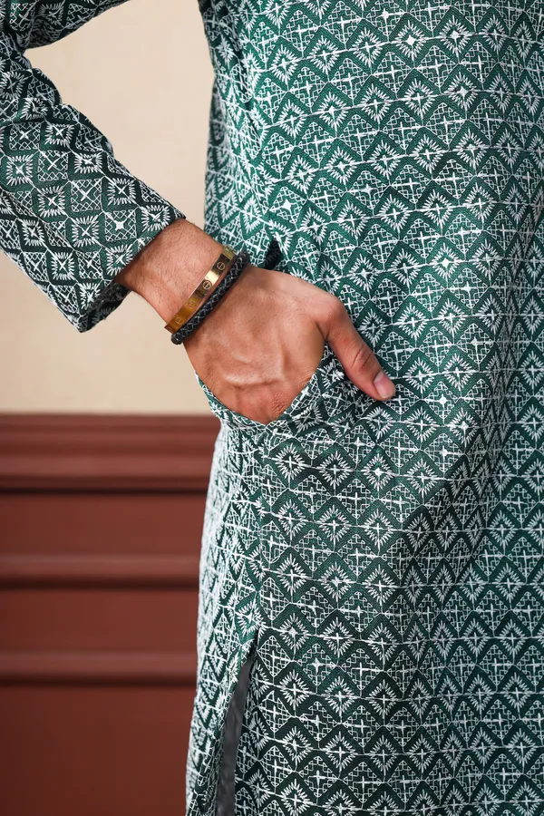 Dark_Green_Cotton_Silk_Embroidered_With_Sequins_Ethnic_Set