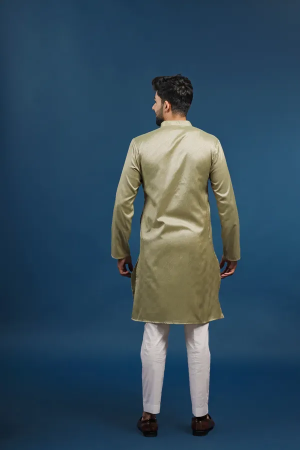 Light_Green_Cotton_Silk_Jacquard_Texture_Kurta