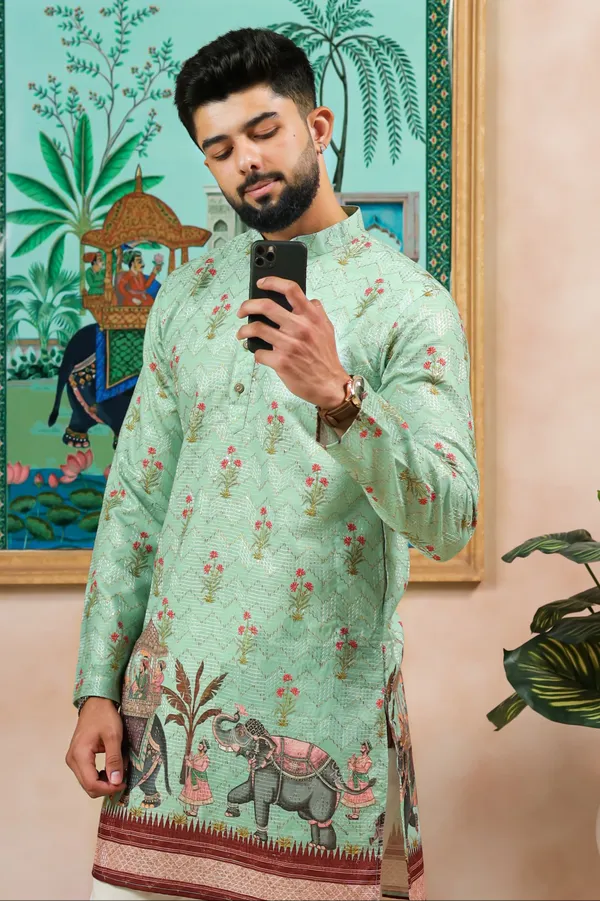 Pista__Cotton_Zari_thread_Work_with_Animal_Print_Ethnic_Set