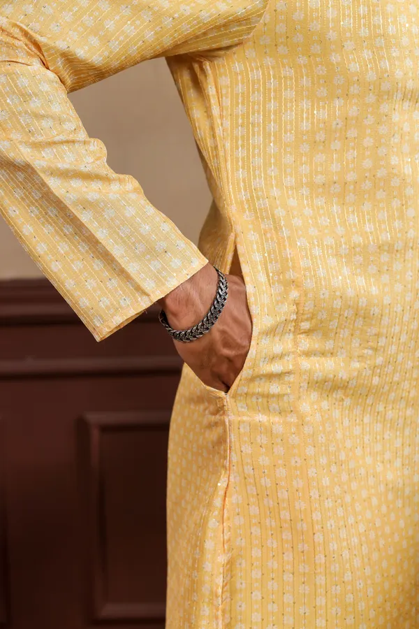 Yellow_Sequin_Thread_With_Digital_Print_Kurta