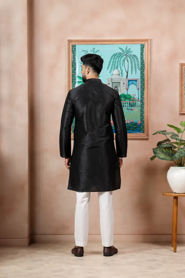 Black_Silk_Jacquard_Woven_Texture_Kurta