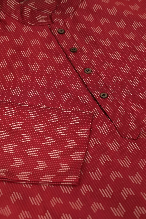 Maroon_Cotton_Woven_Texture_Kurta
