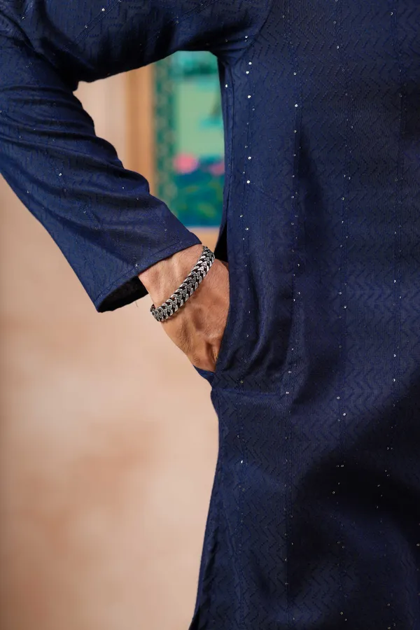 Navy_Cotton_Silk_Dobby_Texture_with_Sequins_Kurta