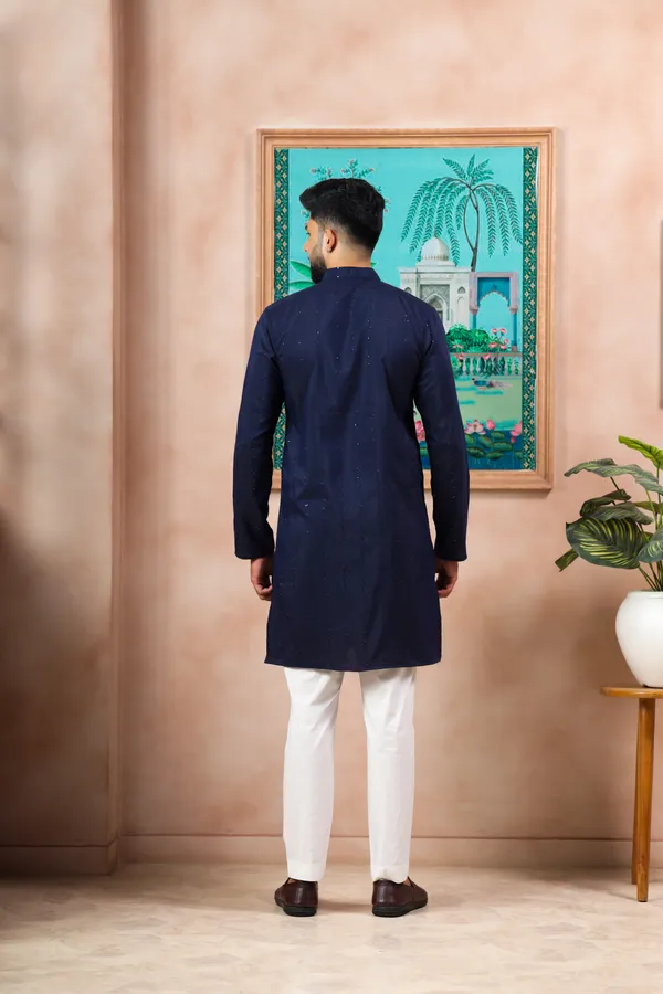 Navy_Cotton_Silk_Dobby_Texture_with_Sequins_Kurta