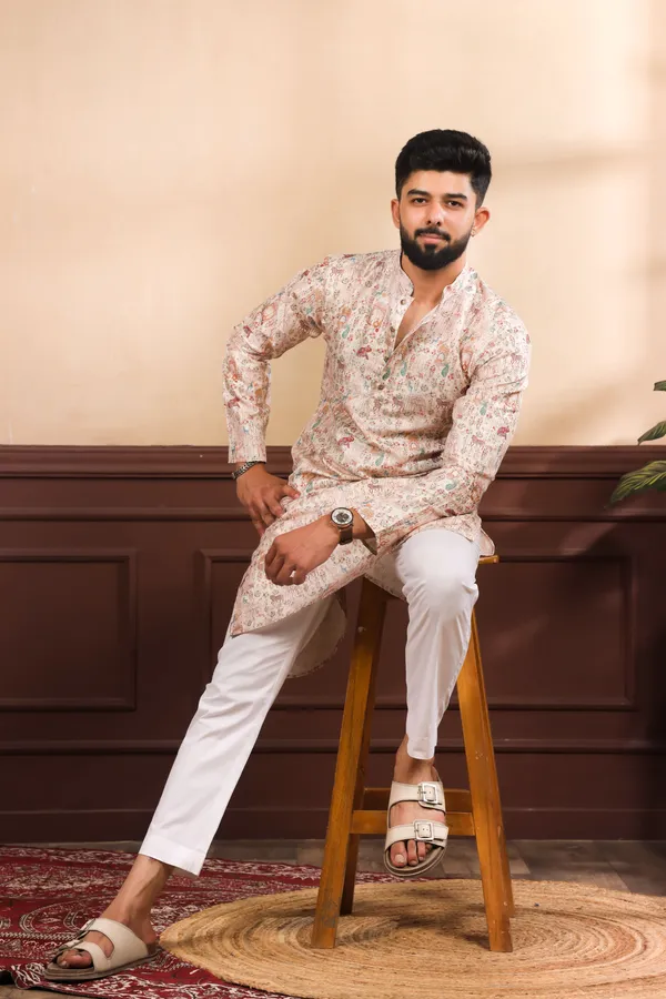 Biege_Silk_Sequin_Thread_With_Digital_Print_Kurta