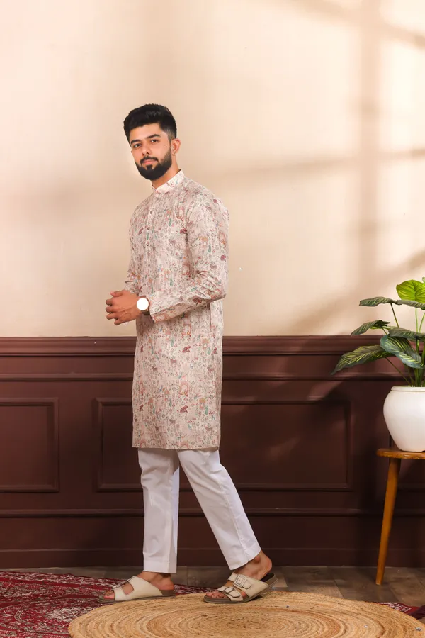 Biege_Silk_Sequin_Thread_With_Digital_Print_Kurta