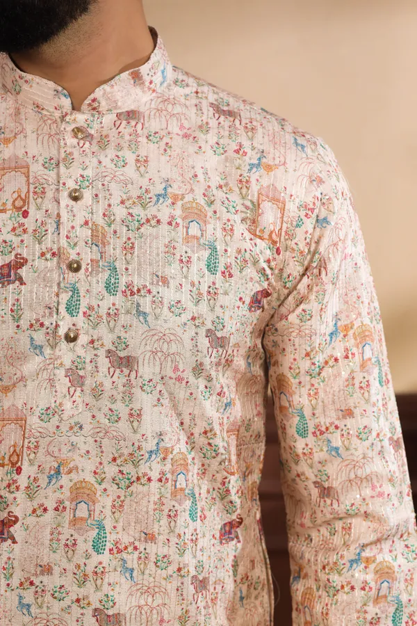 Biege_Silk_Sequin_Thread_With_Digital_Print_Kurta