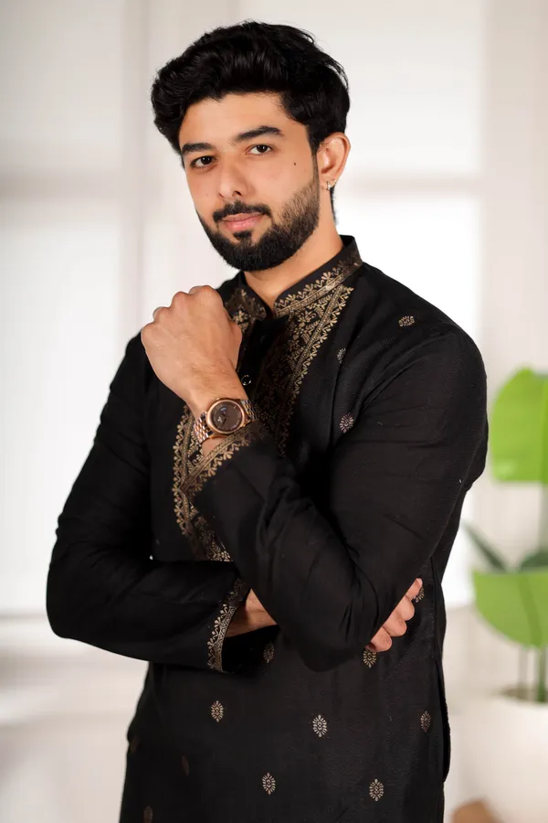 Black_Cotton_Resham_Neck_Work_Kurta