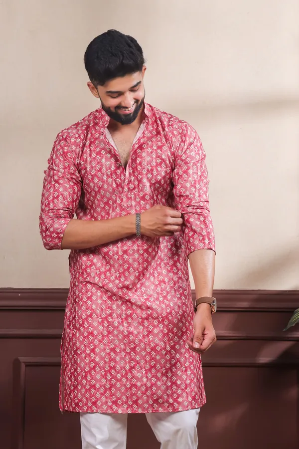 Maroon_Cotton_Digital_Print_Kurta