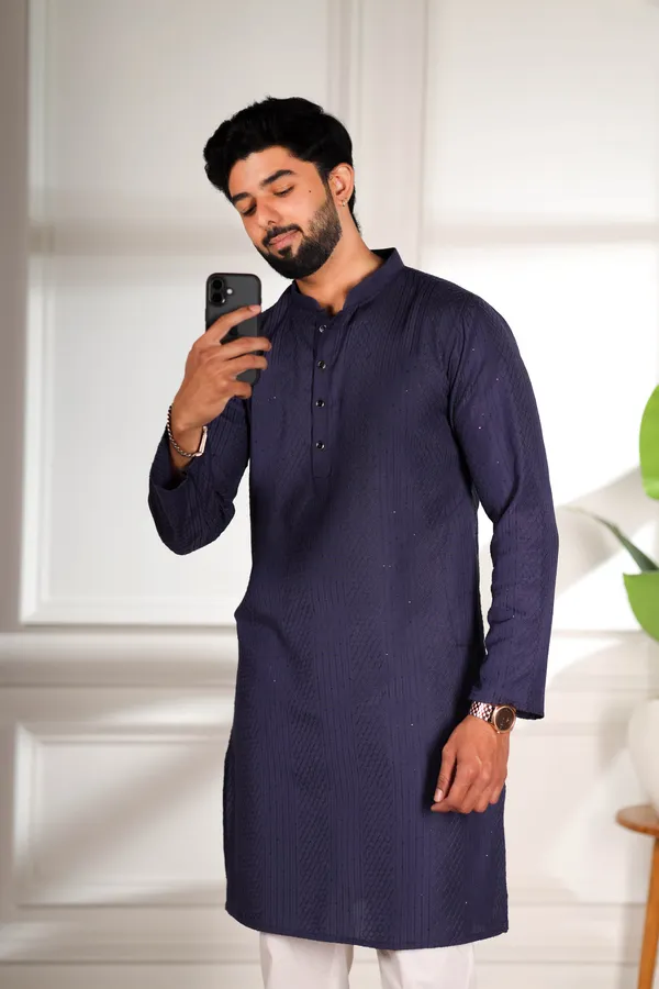 Navy_Rayon_Thread_Work_with_Sequin_Kurta