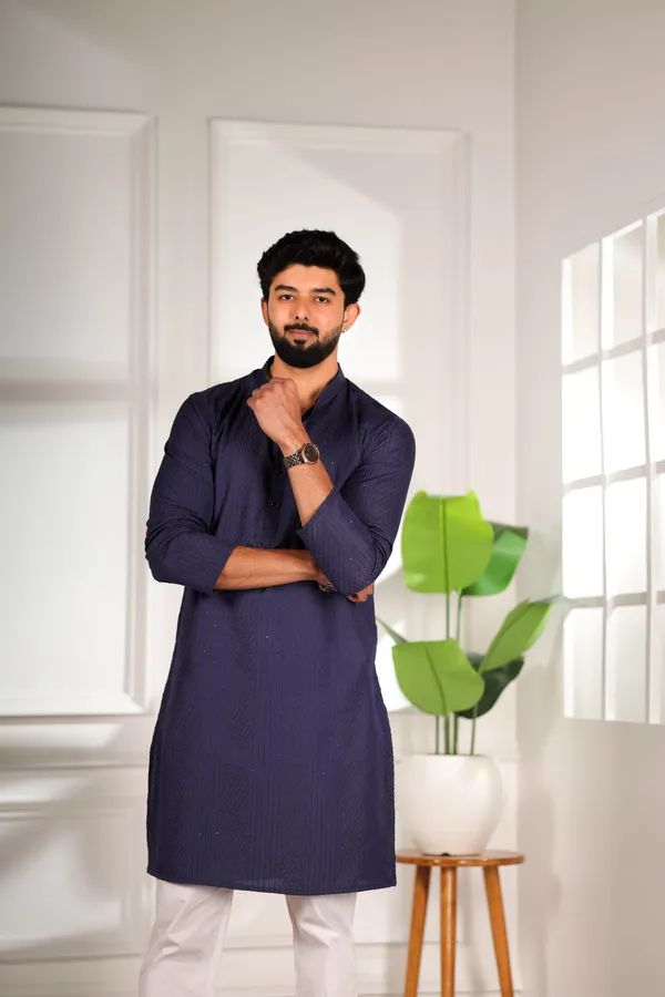 Navy_Rayon_Thread_Work_with_Sequin_Kurta