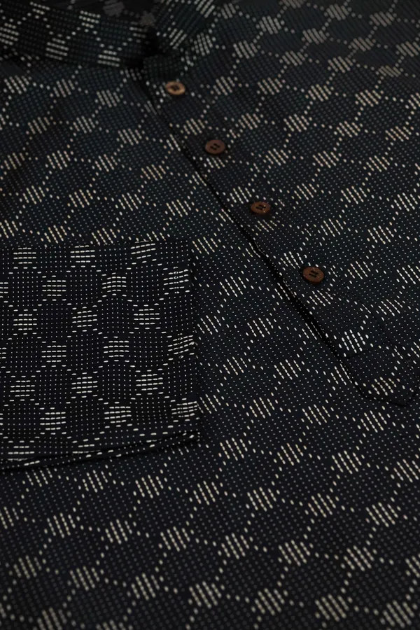 Black_Cotton_Woven_Texture_Kurta