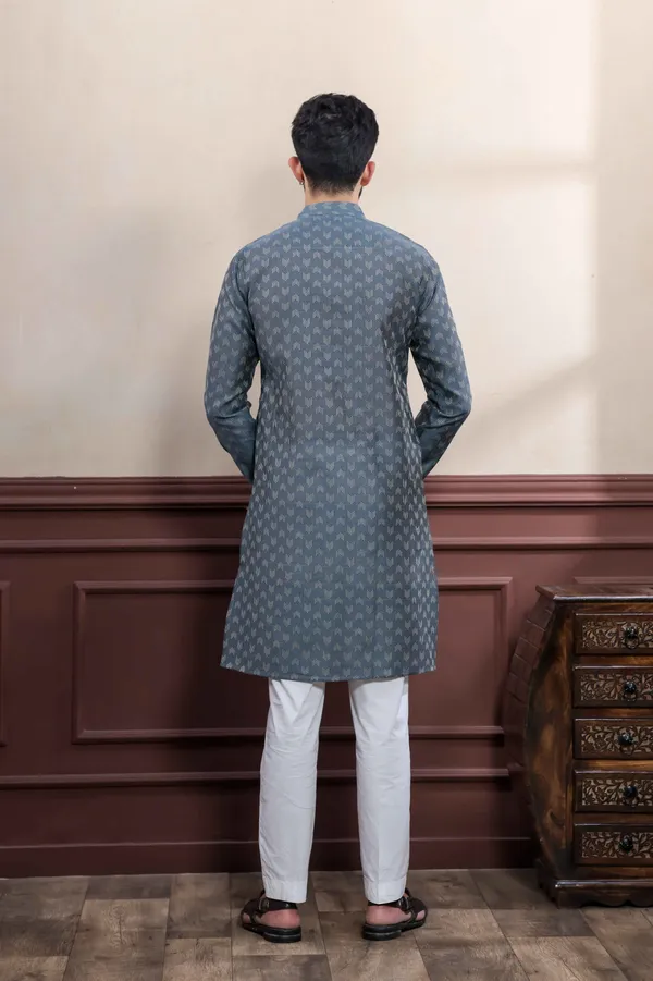 Grey_Cotton_Woven_Texture_Kurta