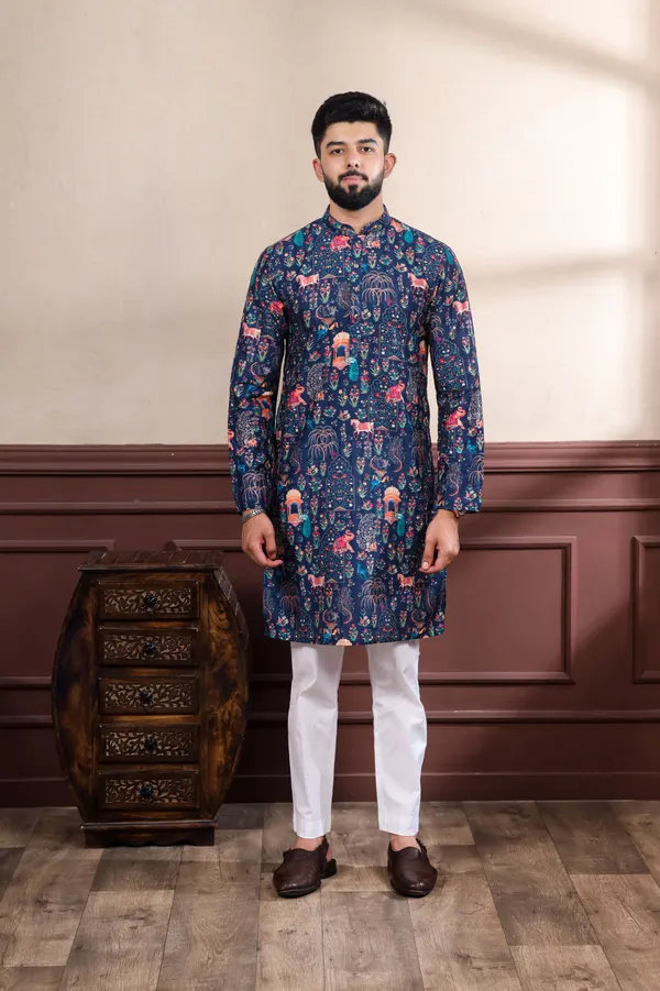 Navy_Cotton_Digital_Print_Kurta
