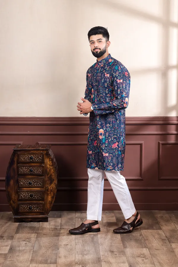 Navy_Cotton_Digital_Print_Kurta