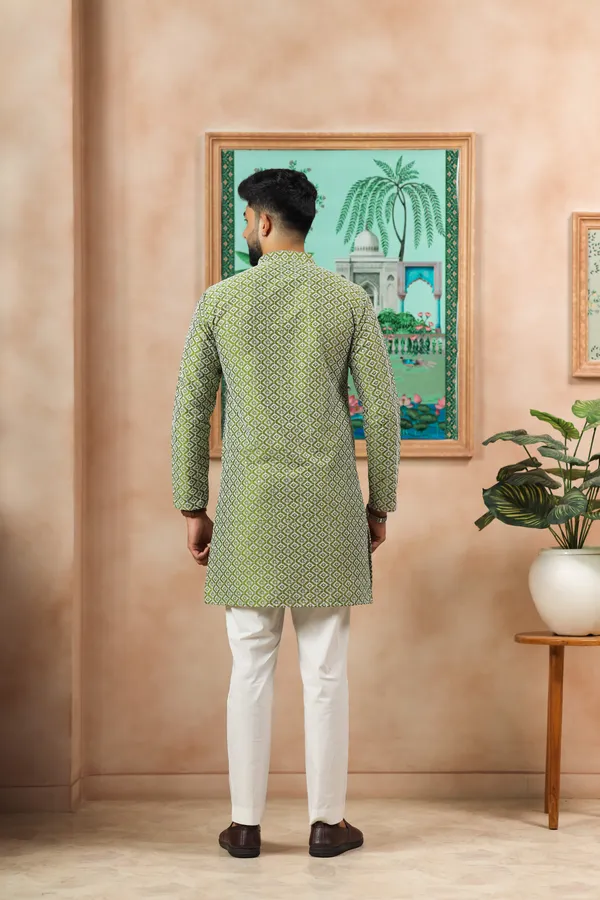 Dark_Green_Cotton_Silk_Embroidered_With_Sequins_Kurta