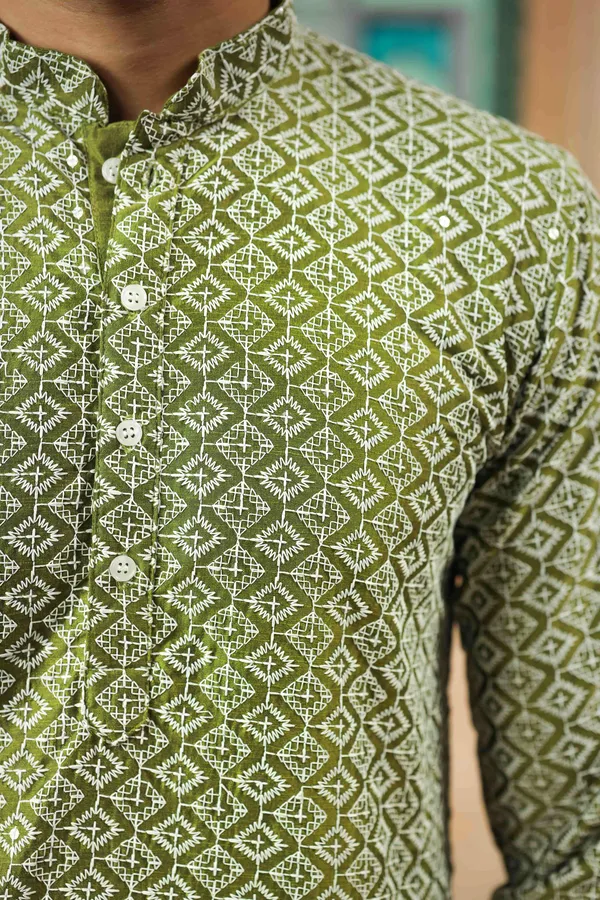 Dark_Green_Cotton_Silk_Embroidered_With_Sequins_Kurta