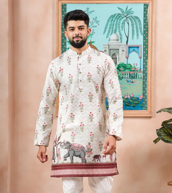 Cream_Cotton_Zari_thread_Work_with_Animal_Print_Ethnic_Set