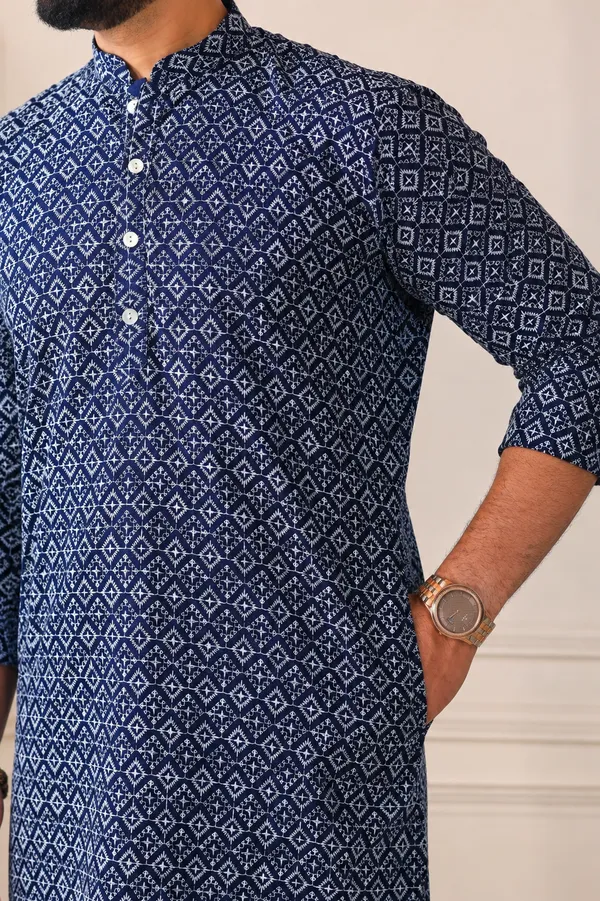 Navy_Cotton_Silk_Embroidered_With_Sequins_Kurta