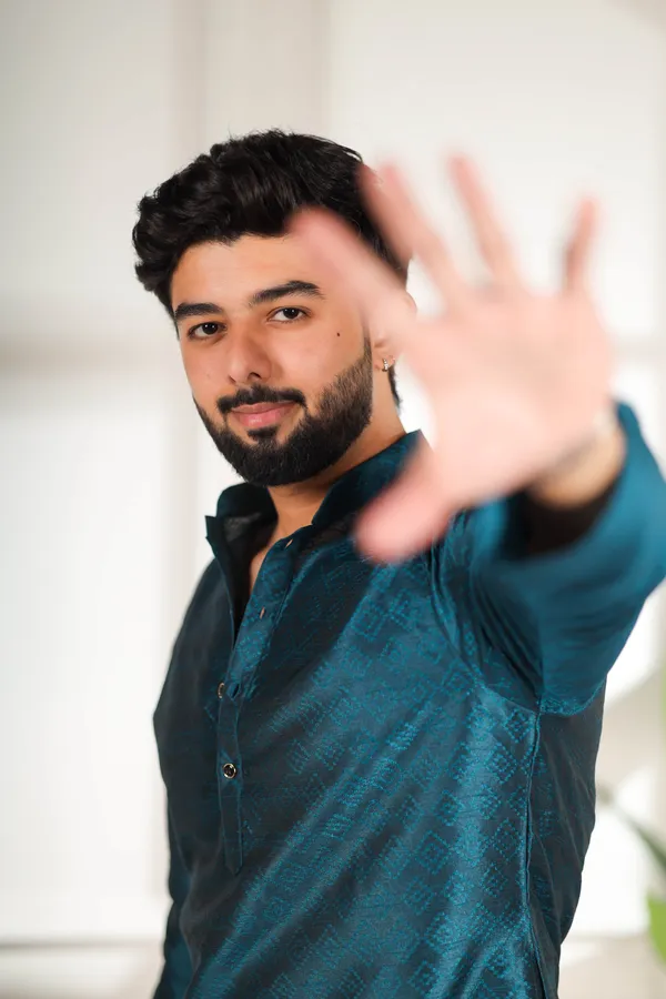 Teal_Silk_Jacquard_Woven_Texture_Kurta
