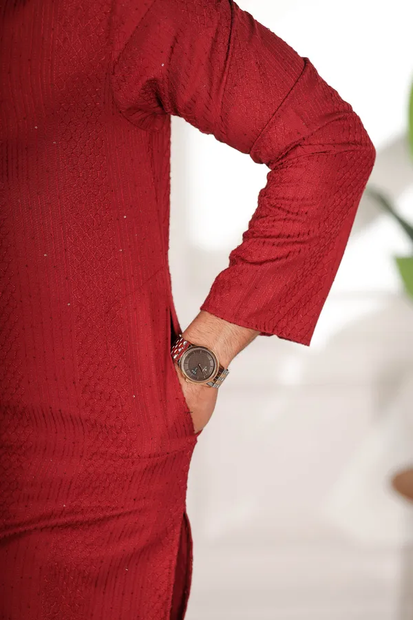 Maroon_Rayon_Thread_Work_with_Sequin_Kurta