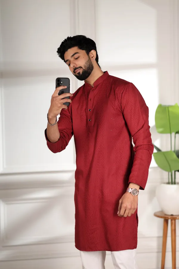 Maroon_Rayon_Thread_Work_with_Sequin_Kurta