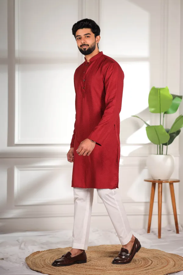 Maroon_Rayon_Thread_Work_with_Sequin_Kurta