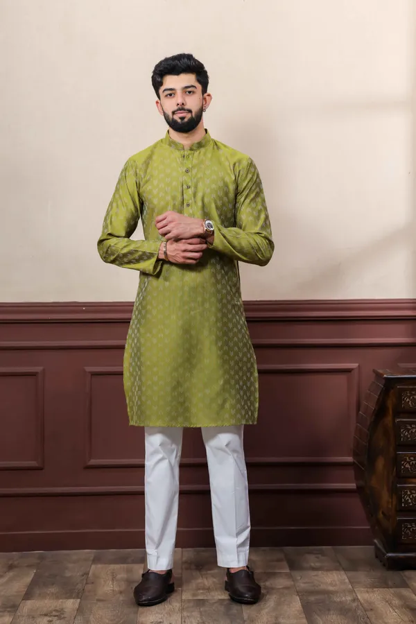 Dark_Green_Cotton_Woven_Texture_Ethnic_Set