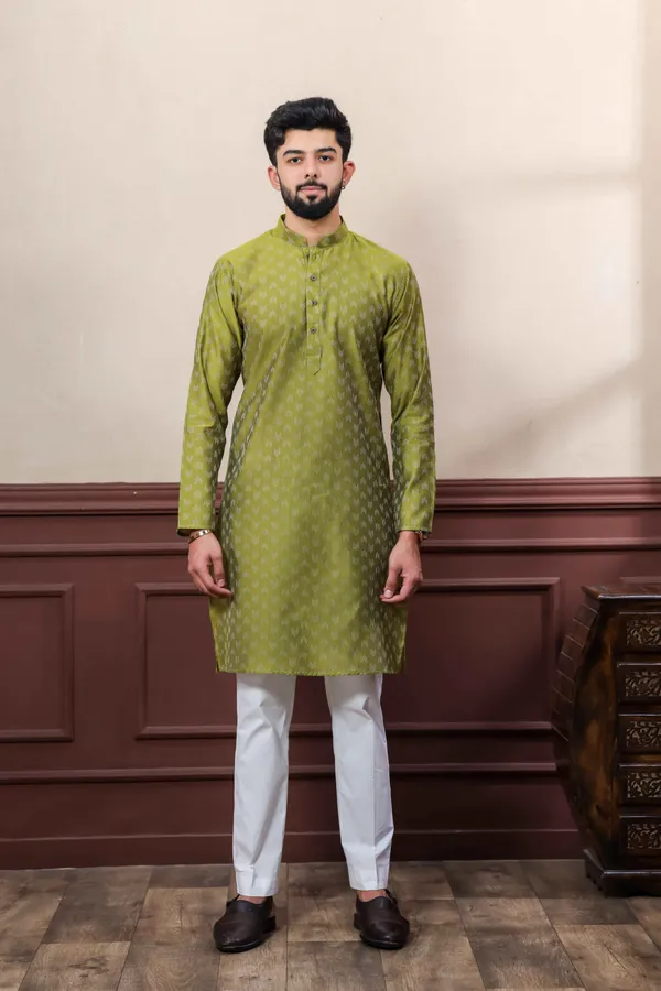 Dark_Green_Cotton_Woven_Texture_Ethnic_Set