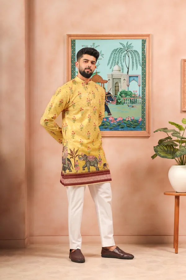 Yellow_Cotton_Zari_thread_Work_with_Animal_Print_Kurta