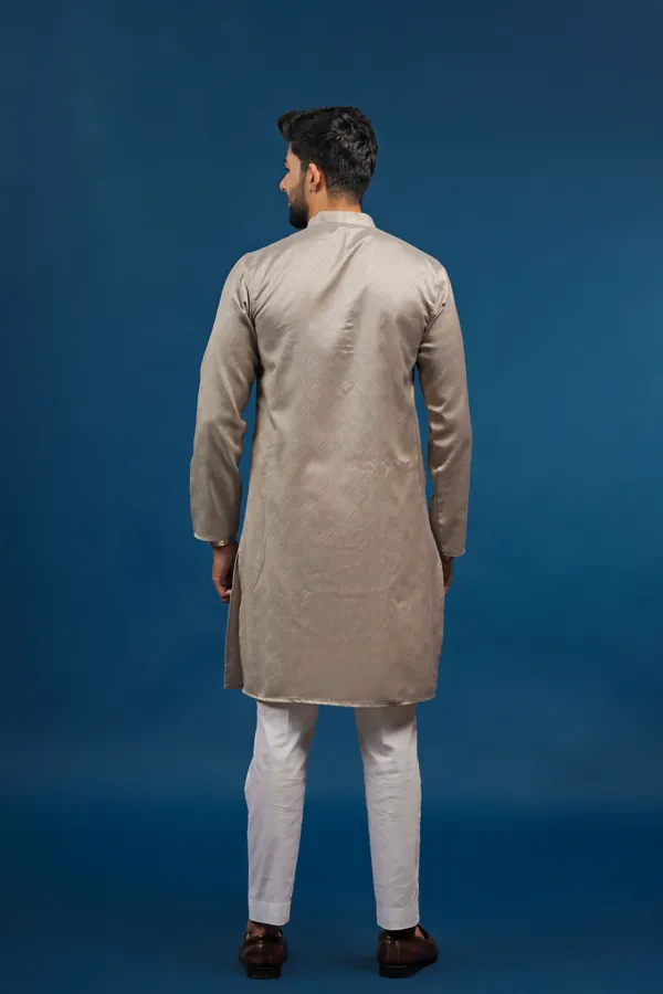 Grey_Cotton_Silk_Jacquard_Texture_Kurta