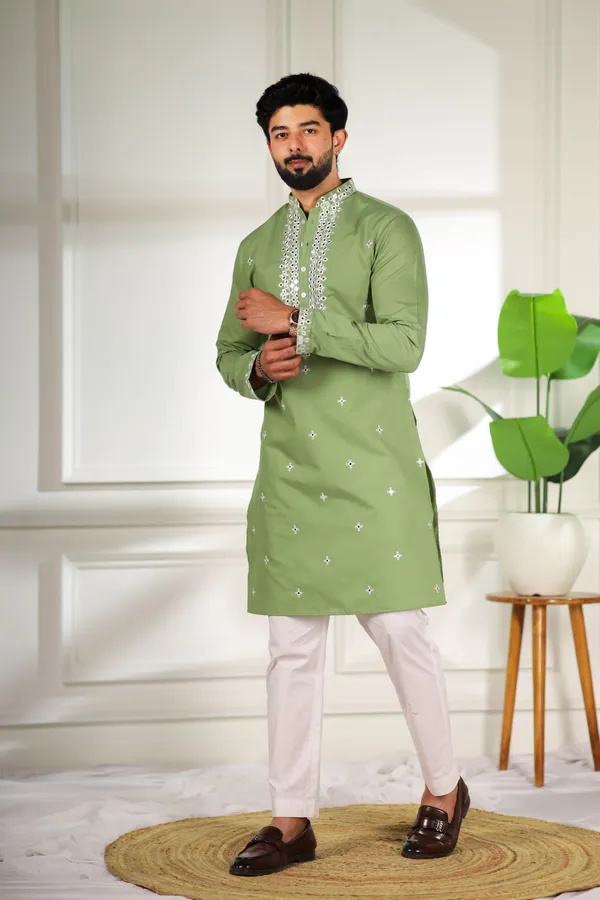 Light_Green_Cotton_Embroidered_Neck_with_Mirror_Work_Ethnic_Set