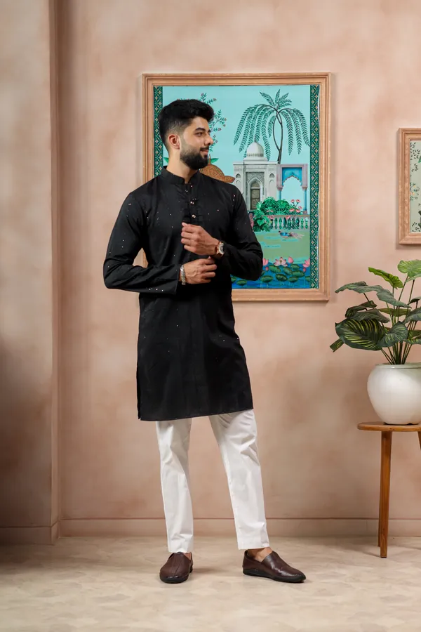Black__Cotton_Silk_Dobby_Texture_with_Sequins_Ethnic_Set