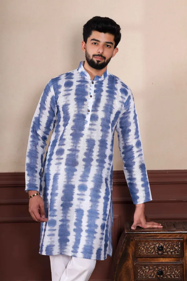 Navy_Linen_Digital_Print_Kurta