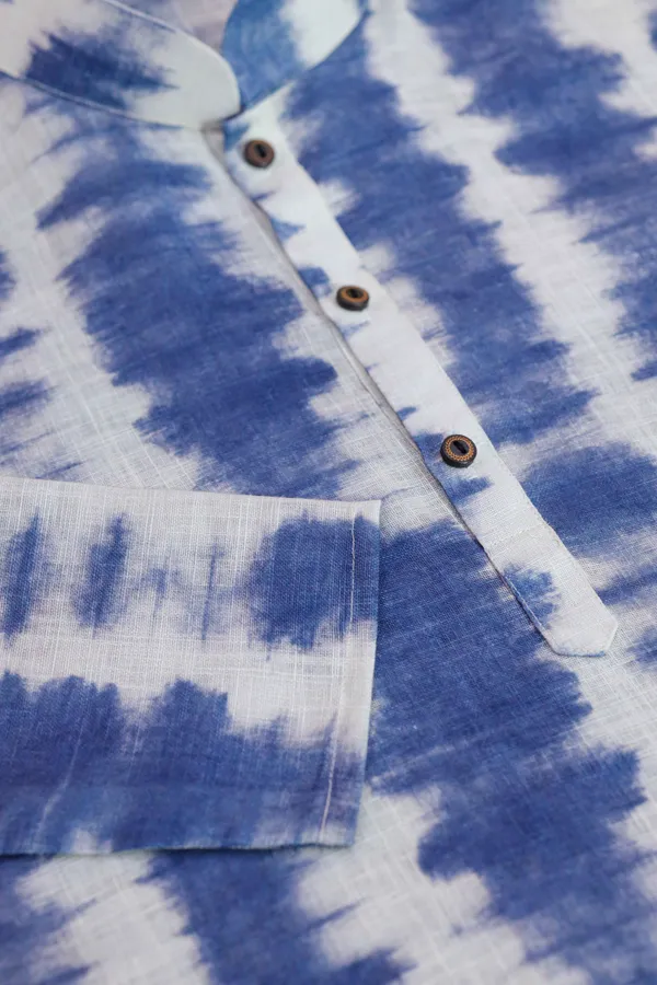 Navy_Linen_Digital_Print_Kurta